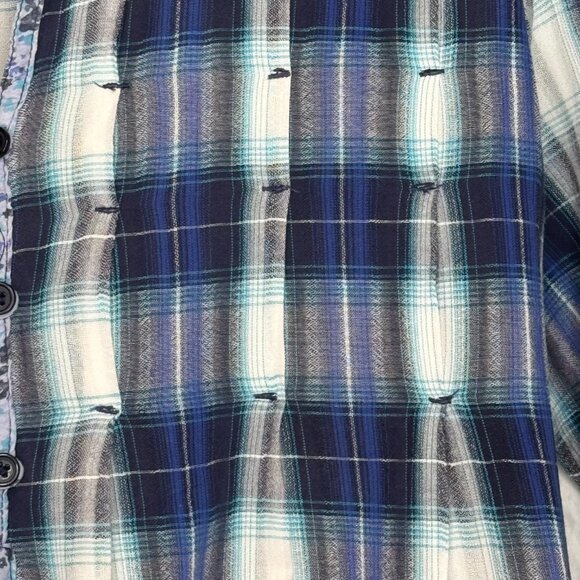 Vintage DCC Missy Casual Women Blue White Plaid Sz Medium 100% Cotton Pockets - Picture 5 of 16